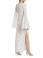 Sequin-Embellished Cotton-Blend Lace Gown