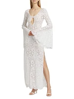 Sequin-Embellished Cotton-Blend Lace Gown