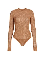 Knit Mesh Long-Sleeve Bodysuit