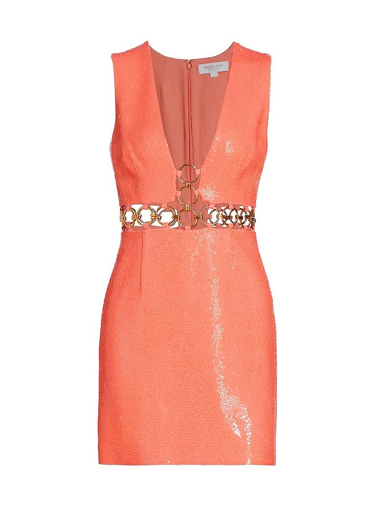 Sequin Cut-Out O-Ring Minidress