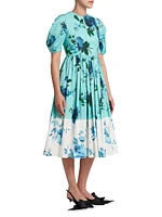 Floral Cotton A-Line Midi-Dress