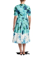 Floral Cotton A-Line Midi-Dress