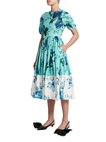 Floral Cotton A-Line Midi-Dress