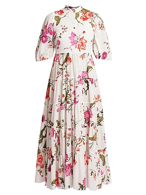 Tiered Floral Cotton Maxi Dress