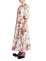 Tiered Floral Cotton Maxi Dress