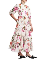 Tiered Floral Cotton Maxi Dress