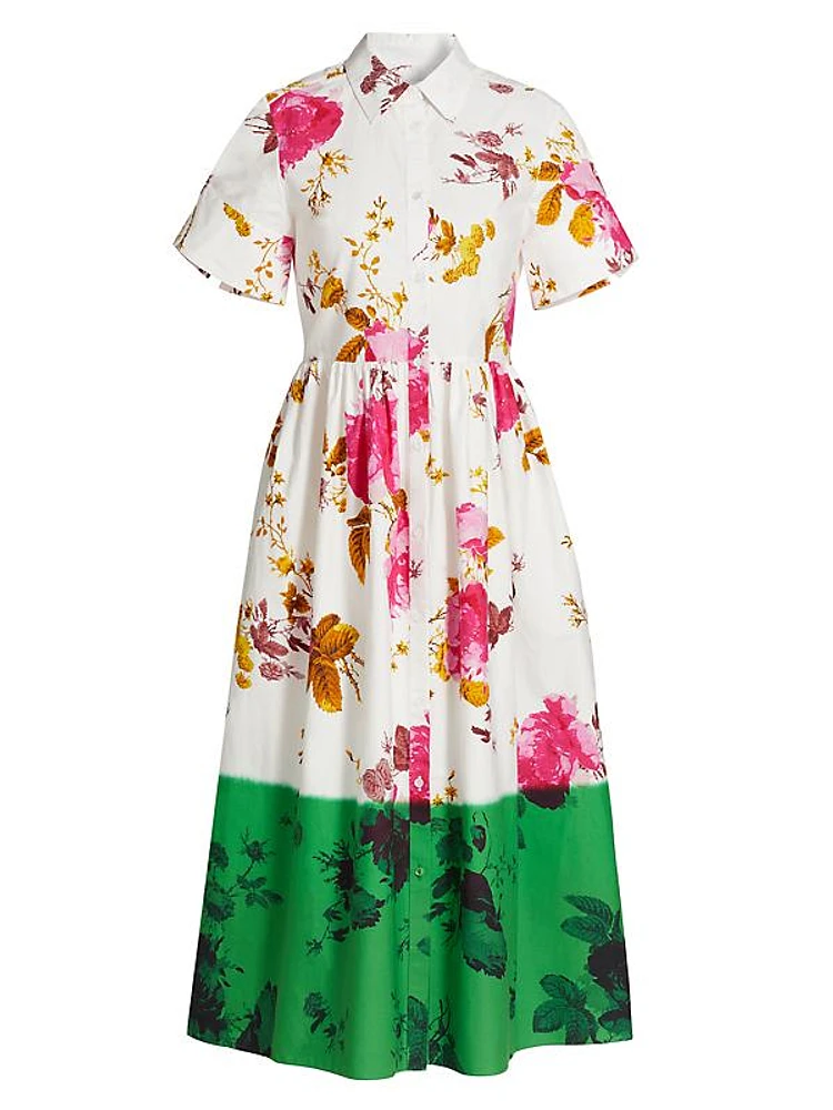 Floral Cotton Fit-And-Flare Shirtdress