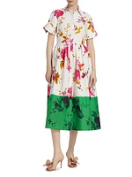 Floral Cotton Fit-And-Flare Shirtdress