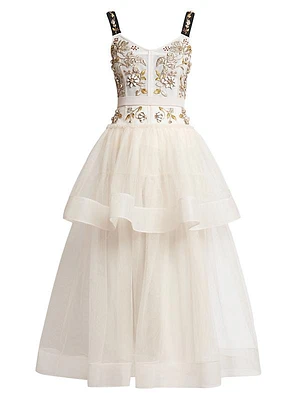 Tiered Bead-Embellished Gown