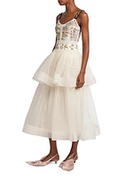 Tiered Bead-Embellished Gown