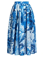 Flared Cotton-Blend Midi-Skirt