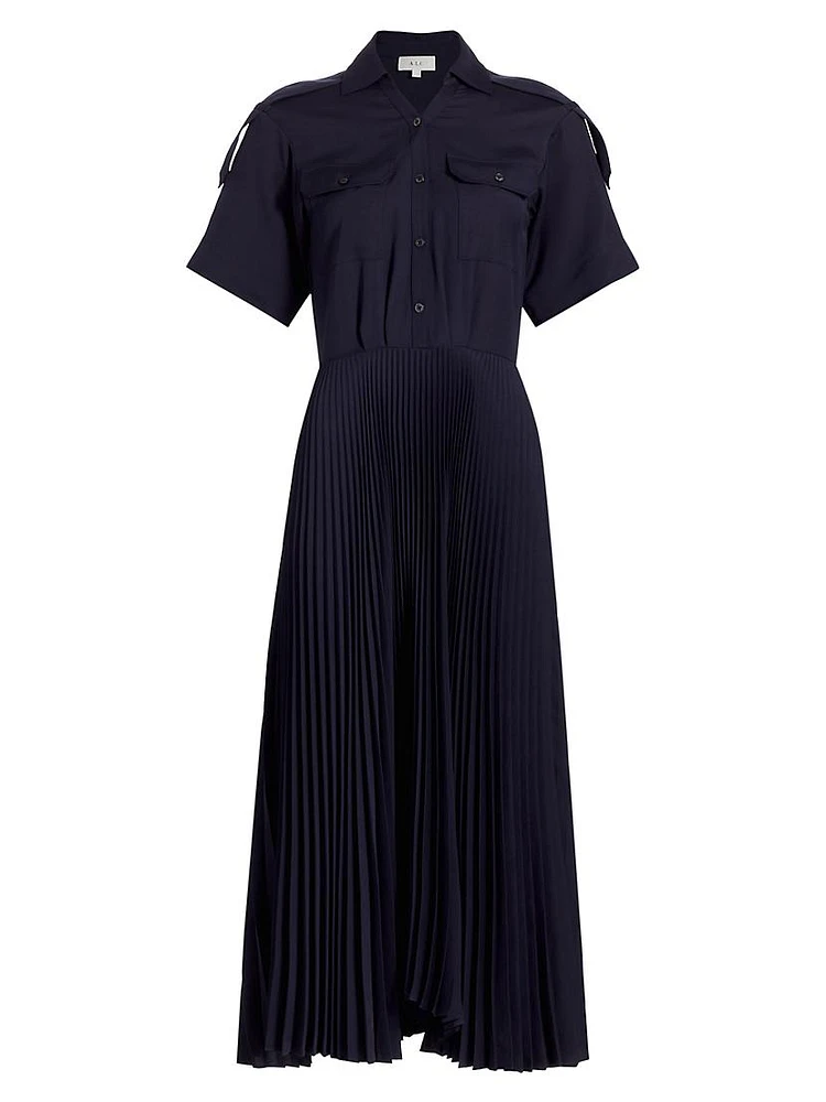 Liam Pleated Midi-Dress