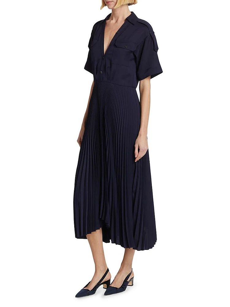 Liam Pleated Midi-Dress