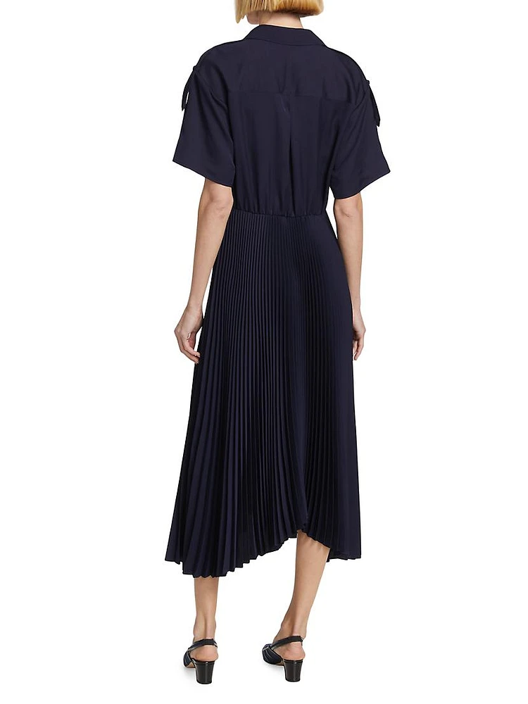 Liam Pleated Midi-Dress