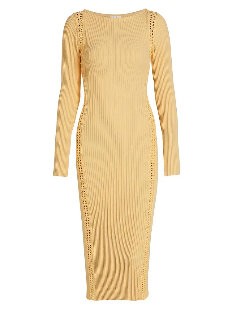 Isa Embroidered Body-Con Midi-Dress