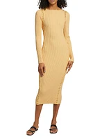 Isa Embroidered Body-Con Midi-Dress