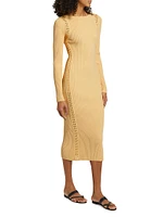 Isa Embroidered Body-Con Midi-Dress