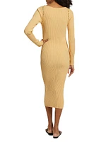 Isa Embroidered Body-Con Midi-Dress