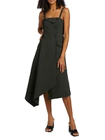 Scarlett Asymmetric Cotton-Blend Midi-Dress