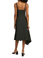 Scarlett Asymmetric Cotton-Blend Midi-Dress