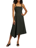 Scarlett Asymmetric Cotton-Blend Midi-Dress