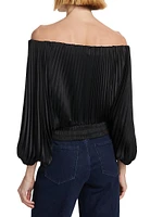 Sienna Pleated Off-The-Shoulder Blouse