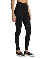 High-Waisted Foil Heart Leggings