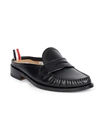 Pleated Penny Loafer-Style Leather Mules