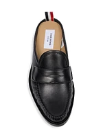 Pleated Penny Loafer-Style Leather Mules