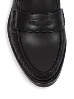 Pleated Varsity Leather Penny Loafers