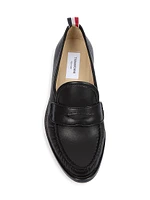 Pleated Varsity Leather Penny Loafers