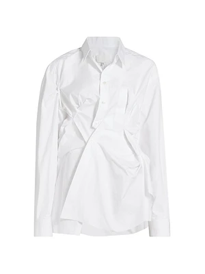 Gathered Cotton Poplin Shirt