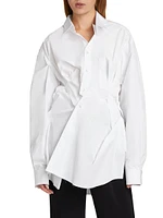 Gathered Cotton Poplin Shirt