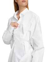 Gathered Cotton Poplin Shirt