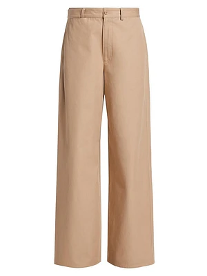 Cotton Gabardine Wide-Leg Pants