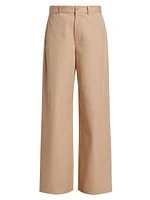 Cotton Gabardine Wide-Leg Pants