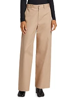 Cotton Gabardine Wide-Leg Pants