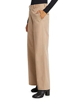 Cotton Gabardine Wide-Leg Pants