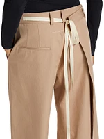 Cotton Gabardine Wide-Leg Pants