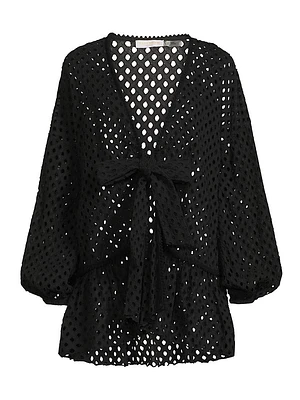 Caya Cotton Tie-Front Cover-Up Minidress