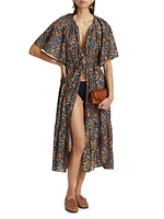 Margot Striped Floral Cover-Up