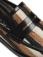 Alexa Striped Raffia Loafers