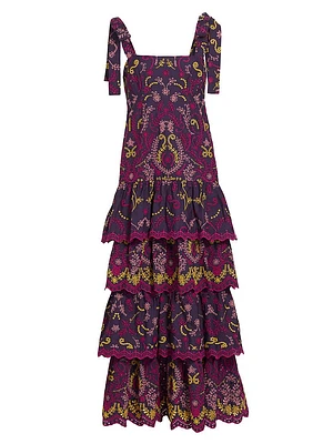 Santal Embroidered Cotton Maxi Dress