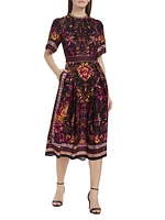 Soma Scarf Print Midi Dress