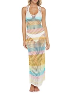 Marlo Stripe Mesh Cover-Up Dress