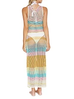 Marlo Stripe Mesh Cover-Up Dress