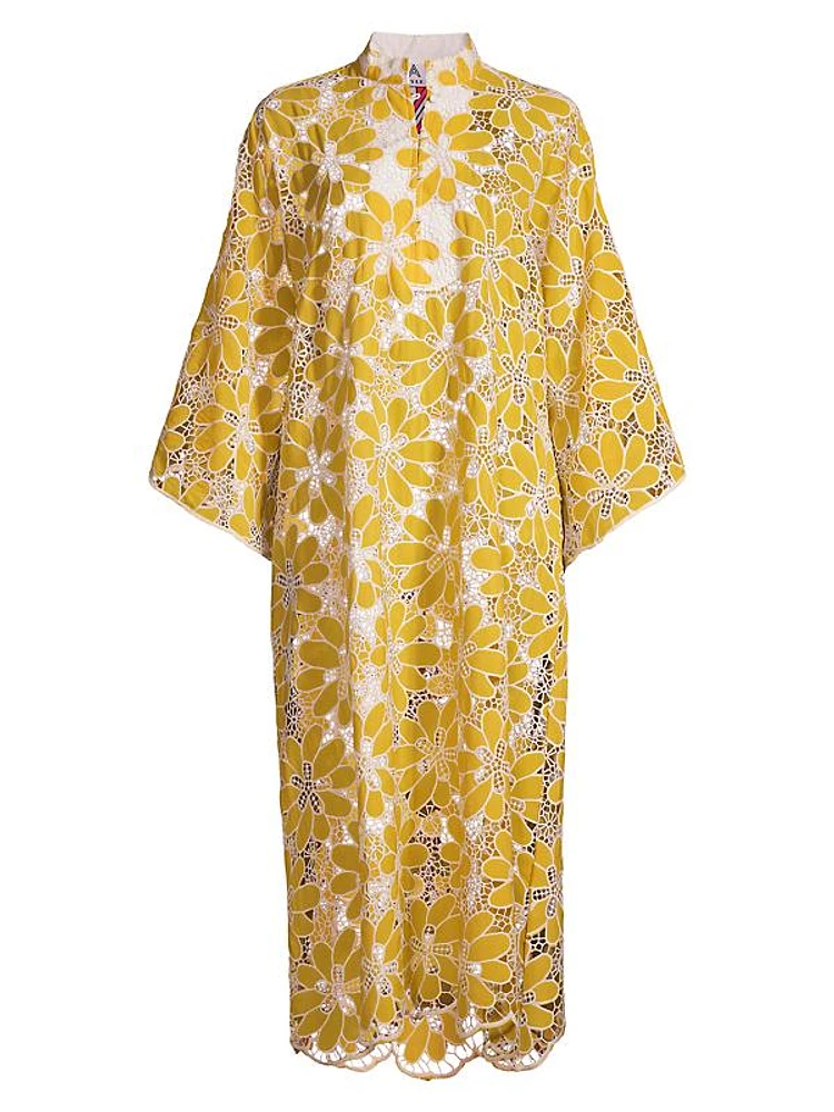 Floral Appliqué Lace Maxi Caftan