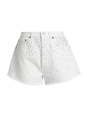 Re/done & Pam Crystal Mid-Rise Denim Shorts