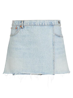 Re/done & Pam Mid-Waist Denim Wrap Miniskirt