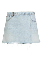 Re/done & Pam Mid-Waist Denim Wrap Miniskirt